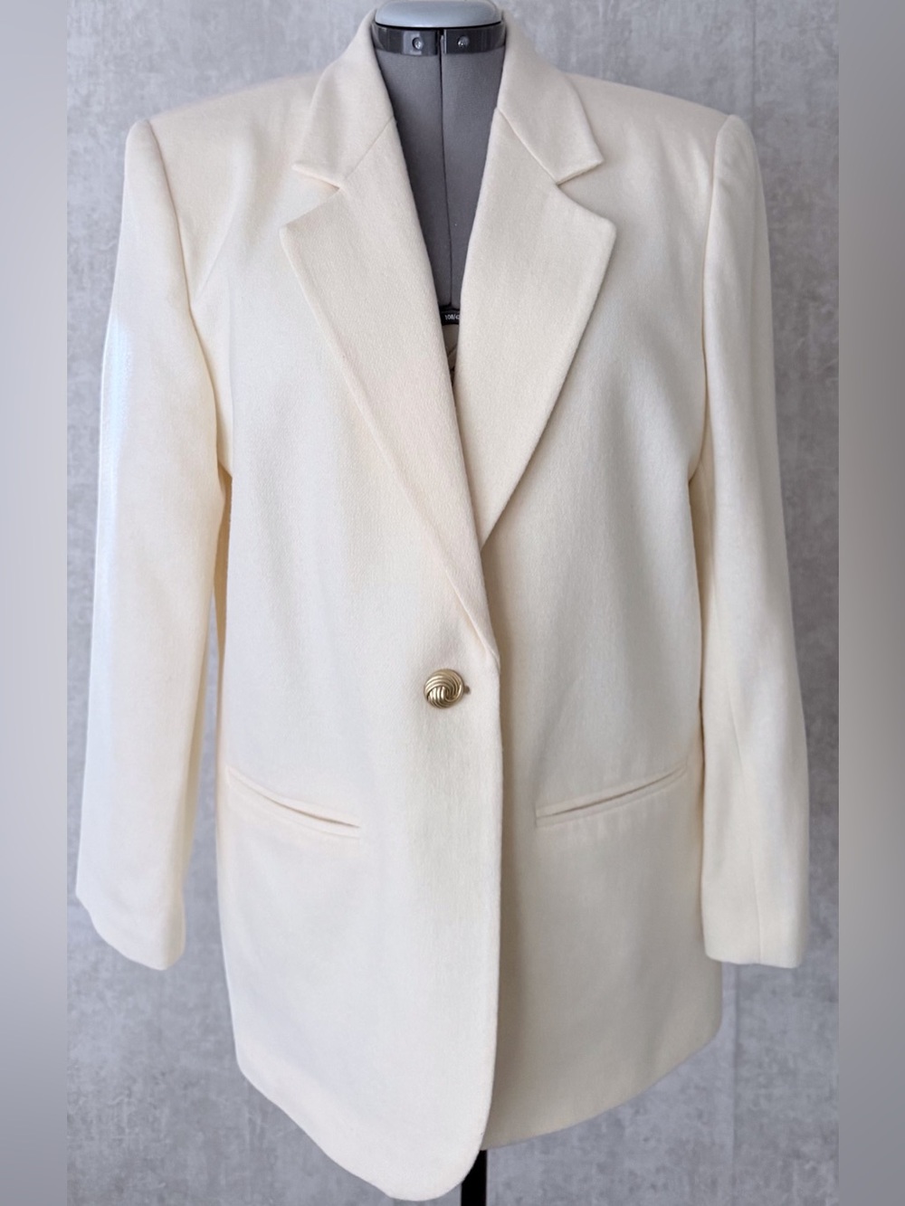 Vtg 80s Savannah Cream 100% Pure New Wool Suit Blazer Jacket Size 14 Ivory
